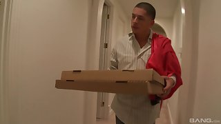 Pizza guy lasting fucks married wife with the addition of cums inside her